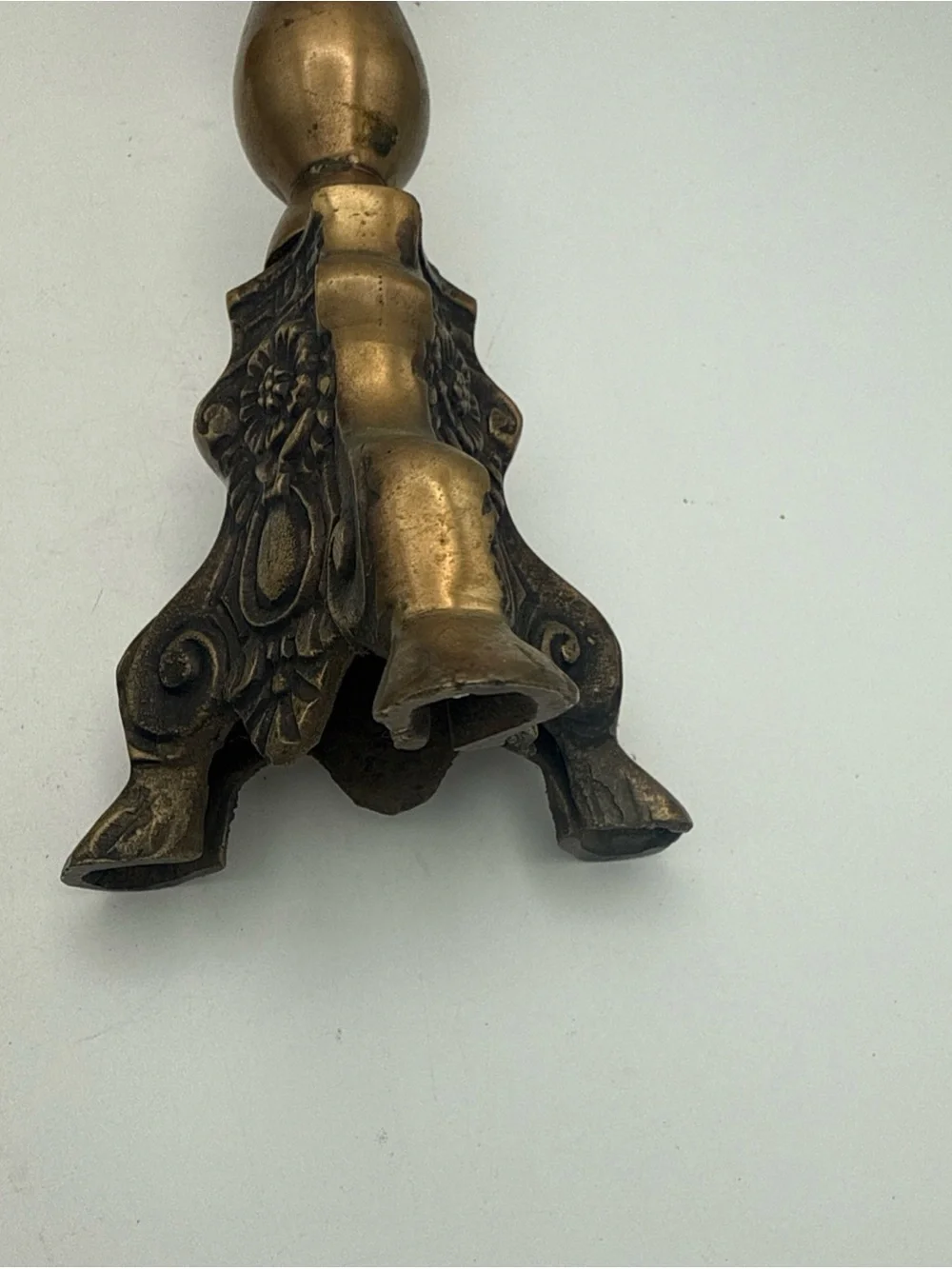 Classic Baroque-style/ Neo-Gothic brass  candlesticks Tripod Lion Paw Foot 10”